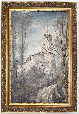 Castle in treed landscape
