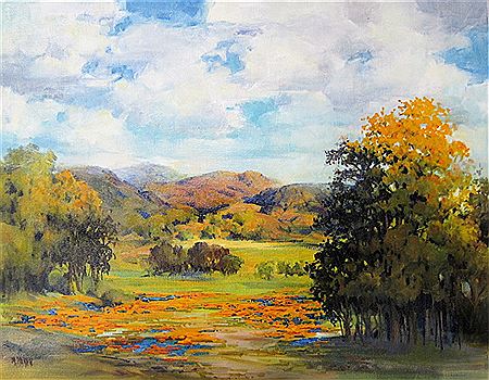 California Oak, Poppies & Lupin