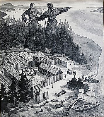 "Mouth of the Columbia," Lewis and Clark and Fort Clatsop in the WPA style by Menalkas Selander - Auction record, sale price, and art valuation. Compare with similar artists and explore comparable artworks.