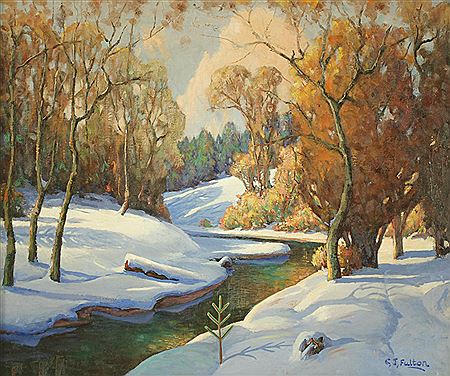 Winter landscape with forest and creek. by Cyrus James Fulton - Auction record, sale price, and art valuation. Compare with similar artists and explore comparable artworks.
