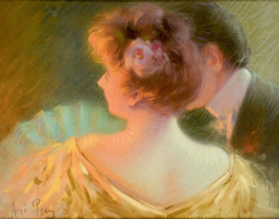 Sample artwork by René Pean (1875 - 1940/1945), known for poster art, portrait, nudes, harbor views, florals, city scape painting, lithography - View similar artists and auction records