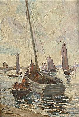 Départ pour la pêche à Camaret, 1927 by Edouard Richard - Auction record, sale price, and art valuation. Compare with similar artists and explore comparable artworks.