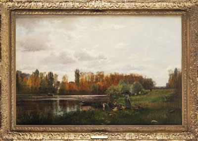 Sample artwork by Charles Joseph Beauverie (1839 - 1924), known for figure and landscape painting - View similar artists and auction records