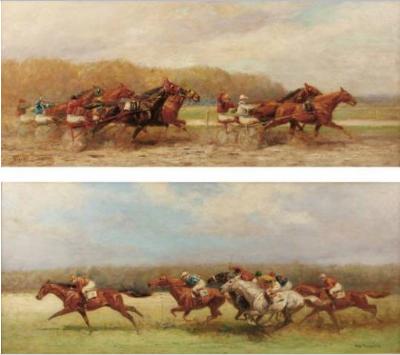 Course à Longchamp et Course au trot à Vincennes (a pair)