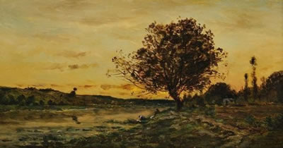 Bord de rivière au crépuscule