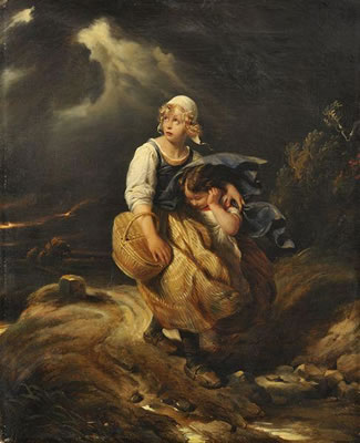 Enfants surpris par l'orage
