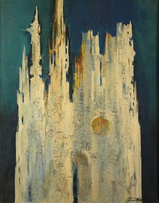 Cathédrale sur fond bleu