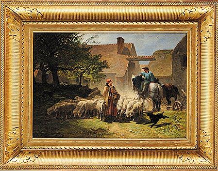 Encounter on the road grazing by Jules Hereau - Auction record, sale price, and art valuation. Compare with similar artists and explore comparable artworks.