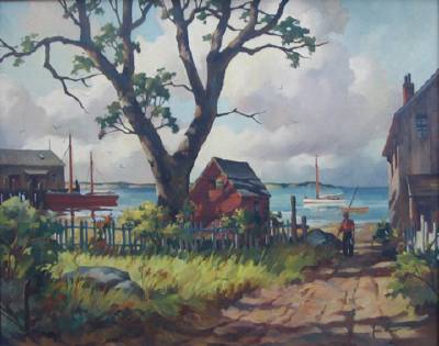 Sample artwork by John Cuthbert Hare (1908 - 1978), known for watercolor sea-landscape painting, rural scene - View similar artists and auction records