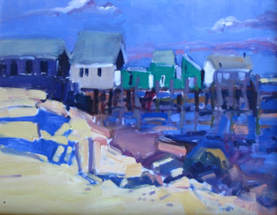 Afternoon Sun on Captain Jack's Wharf by Michael Moss - Auction record, sale price, and art valuation. Compare with similar artists and explore comparable artworks.