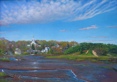 Sample artwork by George Crosby (Born 1949), known for coastal view - View similar artists and auction records
