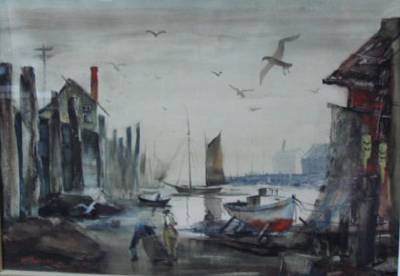 Sample artwork by William Maynard (1921 - 2016), known for impressionist marine and street scene painting - View similar artists and auction records
