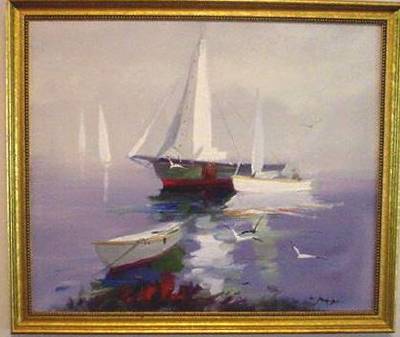 Sample artwork by Charles C Gruppe (1928 - 2019), known for marine, landscape, and portrait painting - View similar artists and auction records