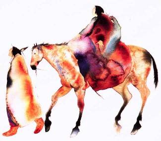 Sample artwork by Carol Grigg (Born 1942), known for stylized horses and native american subject painting - View similar artists and auction records