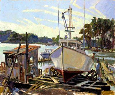 Sample artwork by West Fraser (Born 1955), known for coastal, marine, landscape, nocturne - View similar artists and auction records