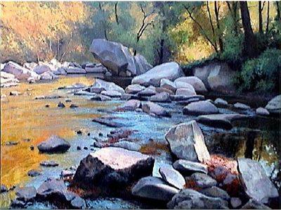 Sample artwork by Michael Godfrey (Born 1958), known for dramatic landscape painting, mountain vistas - View similar artists and auction records
