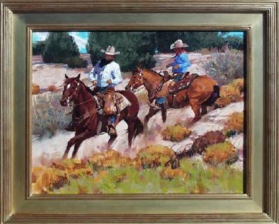 Sample artwork by Kim Mackey (Born 1953), known for western-cowboy genre and landscape painting - View similar artists and auction records