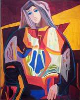 Sample artwork by Anya Fisher (1905 - 1992), known for abstracted female form painting - View similar artists and auction records