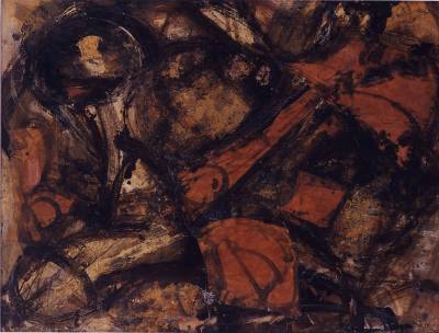 Sample artwork by Merton D Simpson (1928 - 2013), known for abstract expressionist painting, portraits, gallery owner - View similar artists and auction records