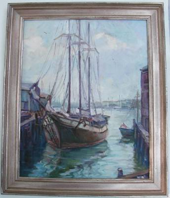 Sample artwork by Arthur Norman (AN/Norm) Davis (1904 - 1999), known for marine waterfront scenes, snowscape - View similar artists and auction records
