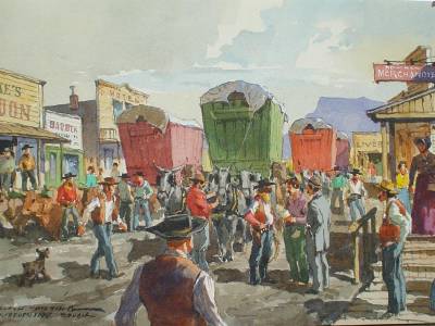 Sample artwork by Lloyd Harting (1901 - 1974), known for illustration, animation, watercolor western scene painting - View similar artists and auction records