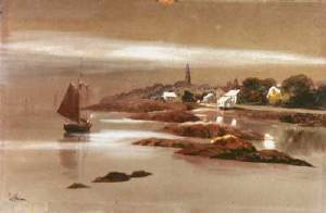 Sample artwork by Louis Kinney Harlow (1850 - 1913), known for new england scene painting, etching - View similar artists and auction records