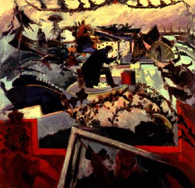 Sample artwork by Robert Myrrden Barnes (Born 1934), known for large-scale abstract-figurative, genre - View similar artists and auction records