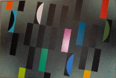 Sample artwork by J Jesse McVicker (1911 - 2004), known for abstract genre, landscape, aquatint - View similar artists and auction records