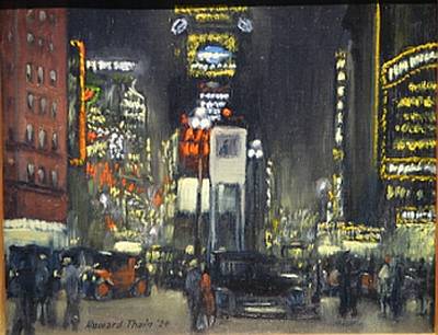 Sample artwork by Howard A Thain (1891 - 1959), known for new york cityscape, figure and genre painting - View similar artists and auction records