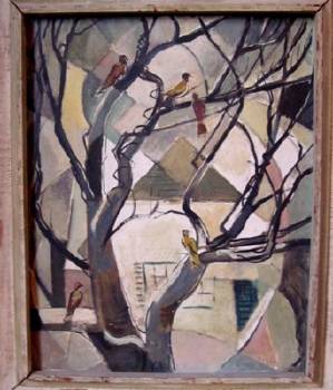 Sample artwork by Vernon B Smith (1894 - 1969), known for abstract figurative painting, bas-relief wood carving - View similar artists and auction records