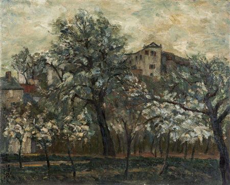 Sample artwork by Yachen Wang (1894 - 1983), known for flower-and-bird painting, goldfish subjects, and landscape painting - View similar artists and auction records