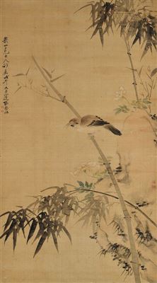 GLITTERING PHEASANTS OVER THE BAMBOO BRANCHES
