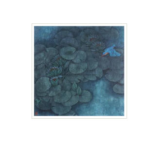 LOTUS POND AND BIRD