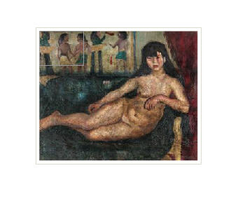 Reclining Nude on a Green Couch