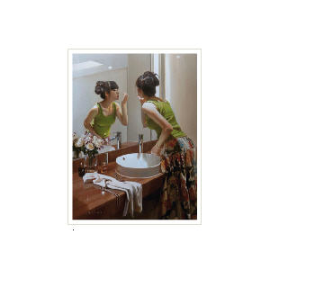 THE ROSES IN FRONT OF THE MIRROR