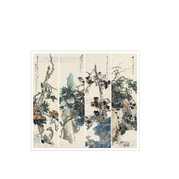 Flowers and birds of four pieces