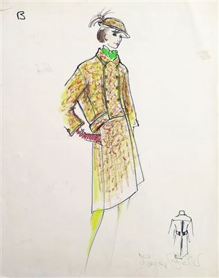 Original Fashion Drawing; Tiziani + Lagerfeld + Liz