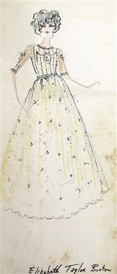 Original Fashion Drawing; Tiziani + Lagerfeld + Liz