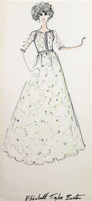Original Fashion Drawing; Tiziani + Lagerfeld + Liz