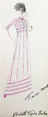 Original Fashion Drawing; Tiziani + Lagerfeld + Liz