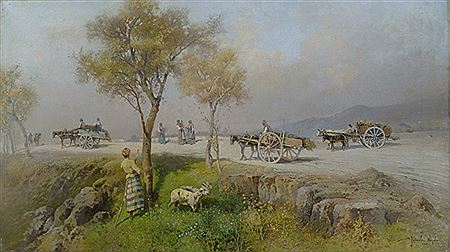 Sample artwork by Salvatore Petruolo (1857 - 1946), known for landscape painting - View similar artists and auction records