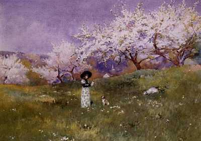 A Young Girl Picking Flowers