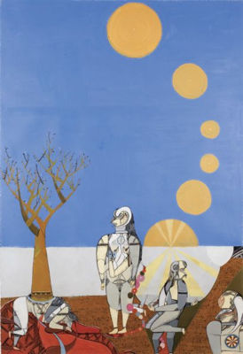 Sample artwork by Keegan McHargue (Born 1982), known for semi-abstract mixed-media paintings and colorful assemblages - View similar artists and auction records