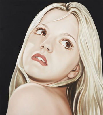 Sample artwork by Richard Phillips (Born 1962), known for large-size realistic portrait painting, charcoal close-ups - View similar artists and auction records