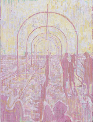 Sample artwork by David Korty (Born 1971), known for abstract-realist genre scene painting, city lights - View similar artists and auction records