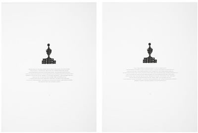 Two works: The last thing you remember was staring at the little white tile (Hers) and The last thing you remember was staring at the little white tile (His), 2006