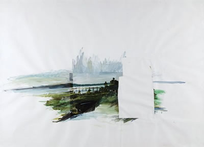Untitled (Green Landscape with Hole), 2003