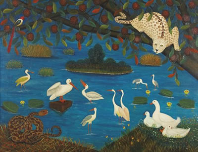 Leopard and Snake by a Lake, 1940
