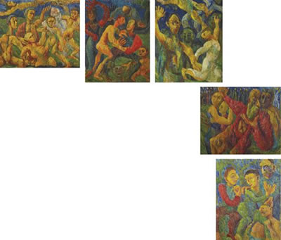 Five Works: Death Among the Survivors; Avenger in Jeopardy; Jacob and the Angel; Moses and Joshua; Two Women and One Man, 1949 (Jacob and the Angel) by Jennings Tofel - Auction record, sale price, and art valuation. Compare with similar artists and explore comparable artworks.