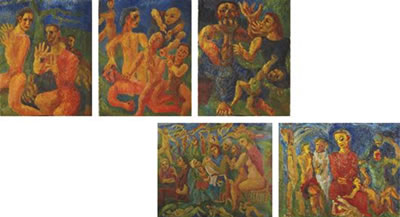 Five works: Woman Enticing Man Away from his Mother; Victor and the Vanquished; The Child Abandoned; Allegory; A Dream, 1953 (The Child Abandoned); 1943 (Allegory); 1957 (A Dream)